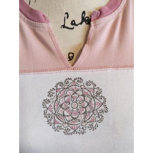 SB Active Pink Mauve Dusty Rose Cotton V-Neck Cap Sleeve T-Shirt Womens Small - Picture 2 of 4